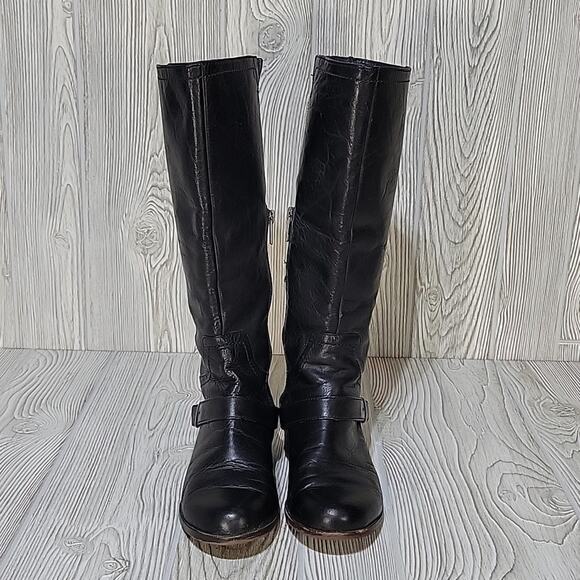 UGG Black Leather Tall Harness Boots Womens Size 5 - Picture 4 of 16
